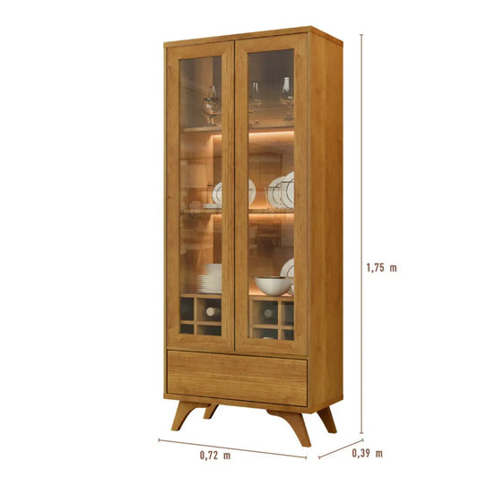 Cristaleira Adega Vitrum 2 Portas de Vidro Reflecta Com Led - Mavaular