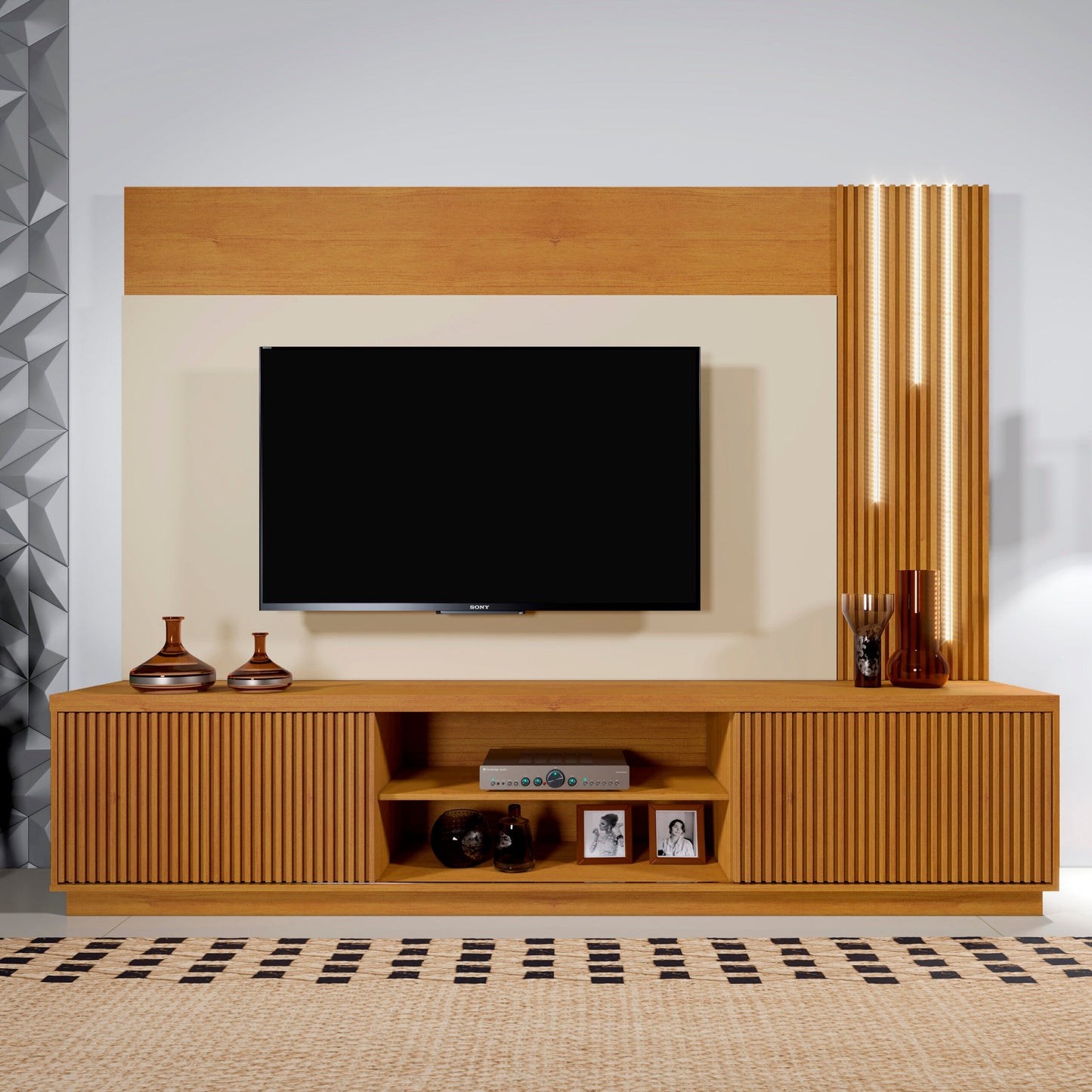 Estante Arezzo Home para TV até 75 Polegadas 2 Portas com LED Mavaular - Naturale Off White