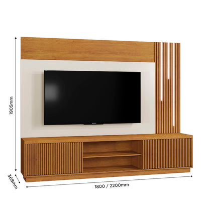 Estante Arezzo Home para TV até 75 Polegadas 2 Portas com LED Mavaular - Naturale Off White