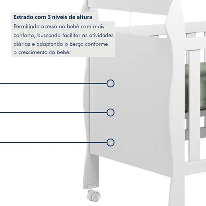 Berço Mini Cama 3 em 1 Soninho 100% MDF Branco - Tigus Baby