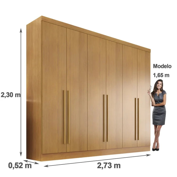 Guarda Roupa Casal 6 Portas 6 Gavetas Gramado 100% MDF